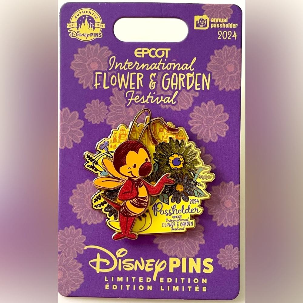 Disney Epcot Inter Flower & Garden Festival 2024 Pin - NEW - Passholder Bee Pin